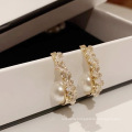 Shangjie OEM joyas Fashion C Shape Stud Earrings Women Pearl Crystal Earrings Party Danity  Earrings Jewelry